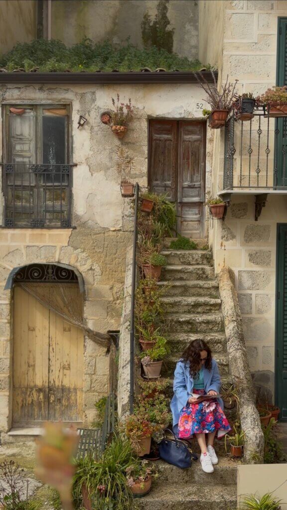 Historic stone alley Mussomeli Sicily - traditional village atmosphere